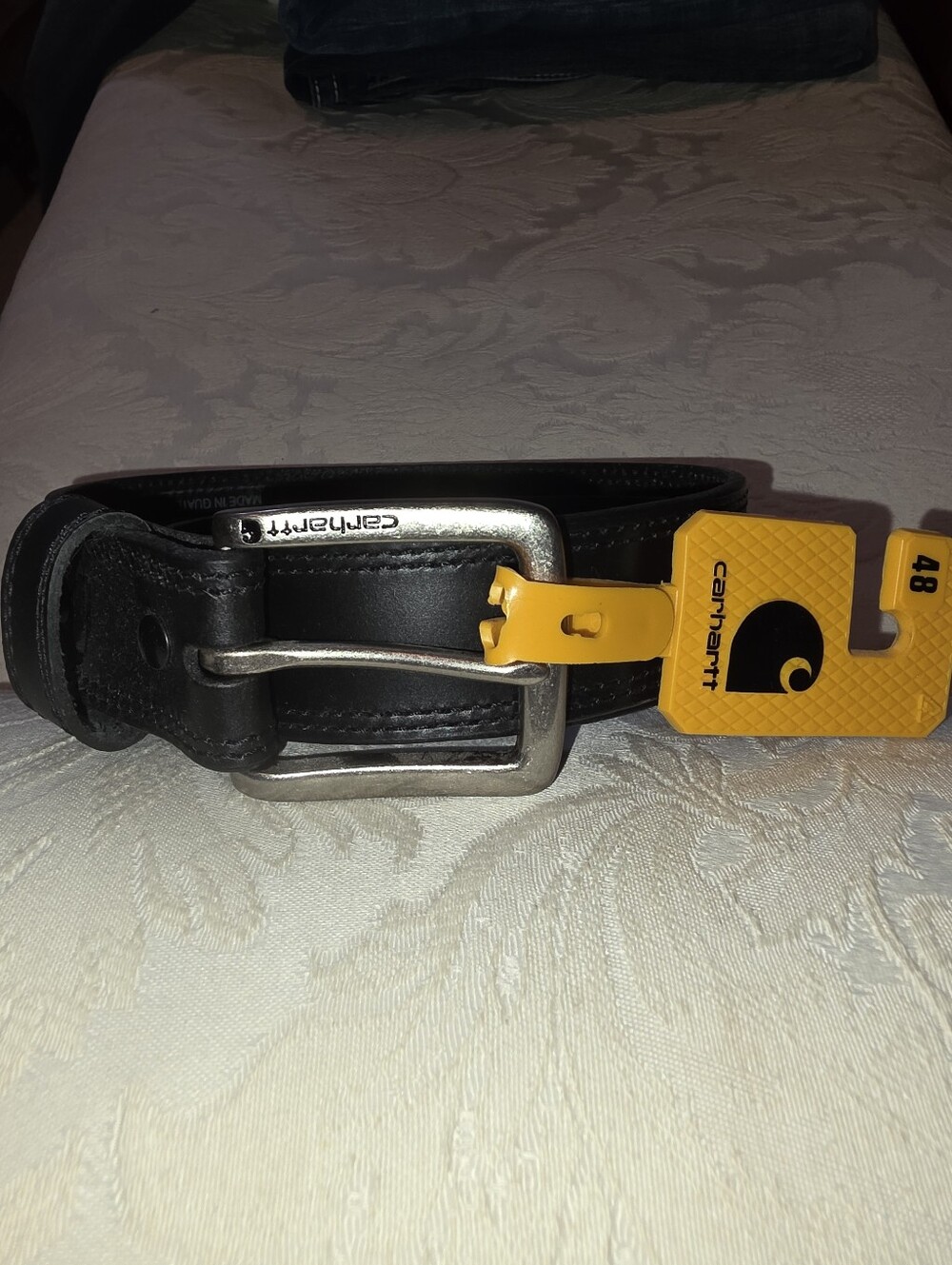 Men's DARK BROWN CARHARTT HEAVY LEATHER BELT, NEW WITH TAGS